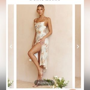 Front Slip Satin Midi Dress